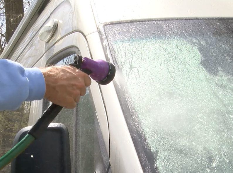 Removing Bug Splatter from the Windshield 1