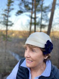 image of jennifer wearing a stormy kromer hat