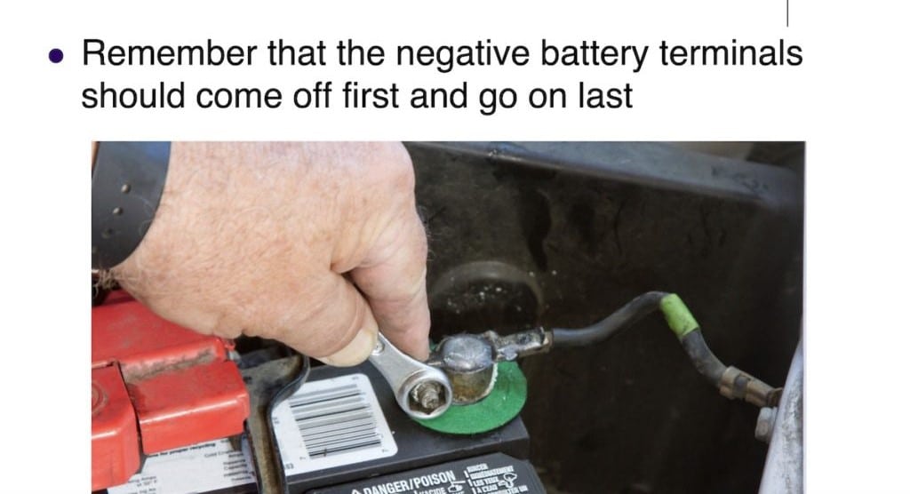 negative terminals come off first and go on last