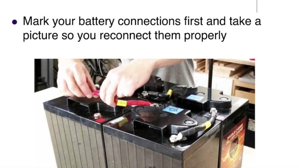 take a pic before disconnecting batteries