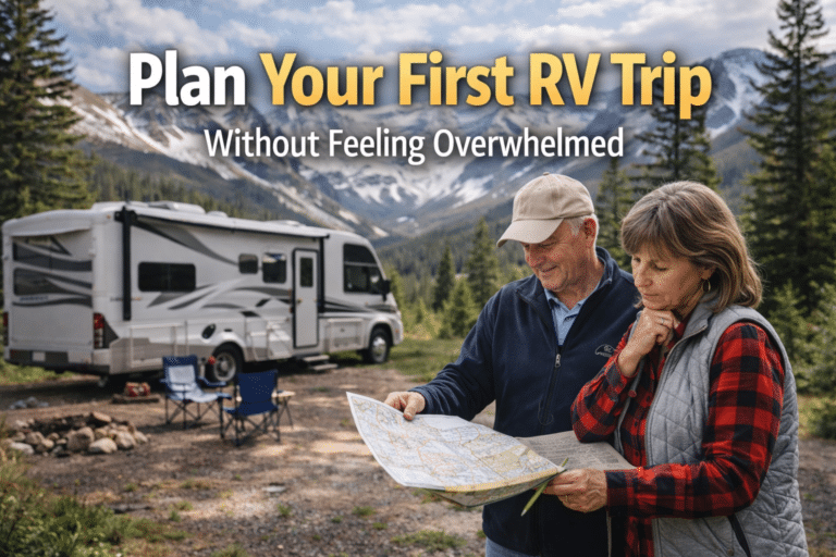 image of couple planning their first rv trip