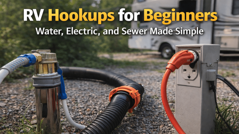 image of rv hookups at campground - RV hookups for beginners