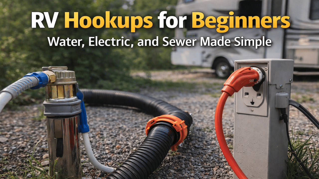 image of rv hookups at campground - RV hookups for beginners