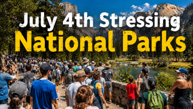 Illustration of huge crowds at national parks over july 4 holiday